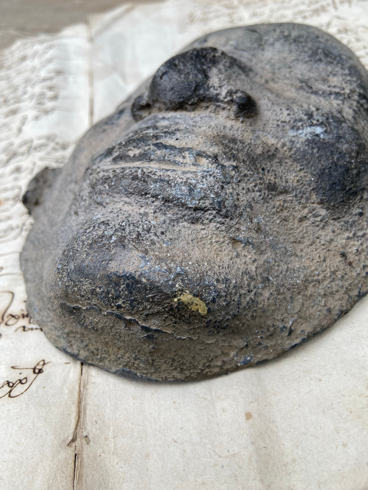 An unusual Georgian lead death mask mould c. 1800