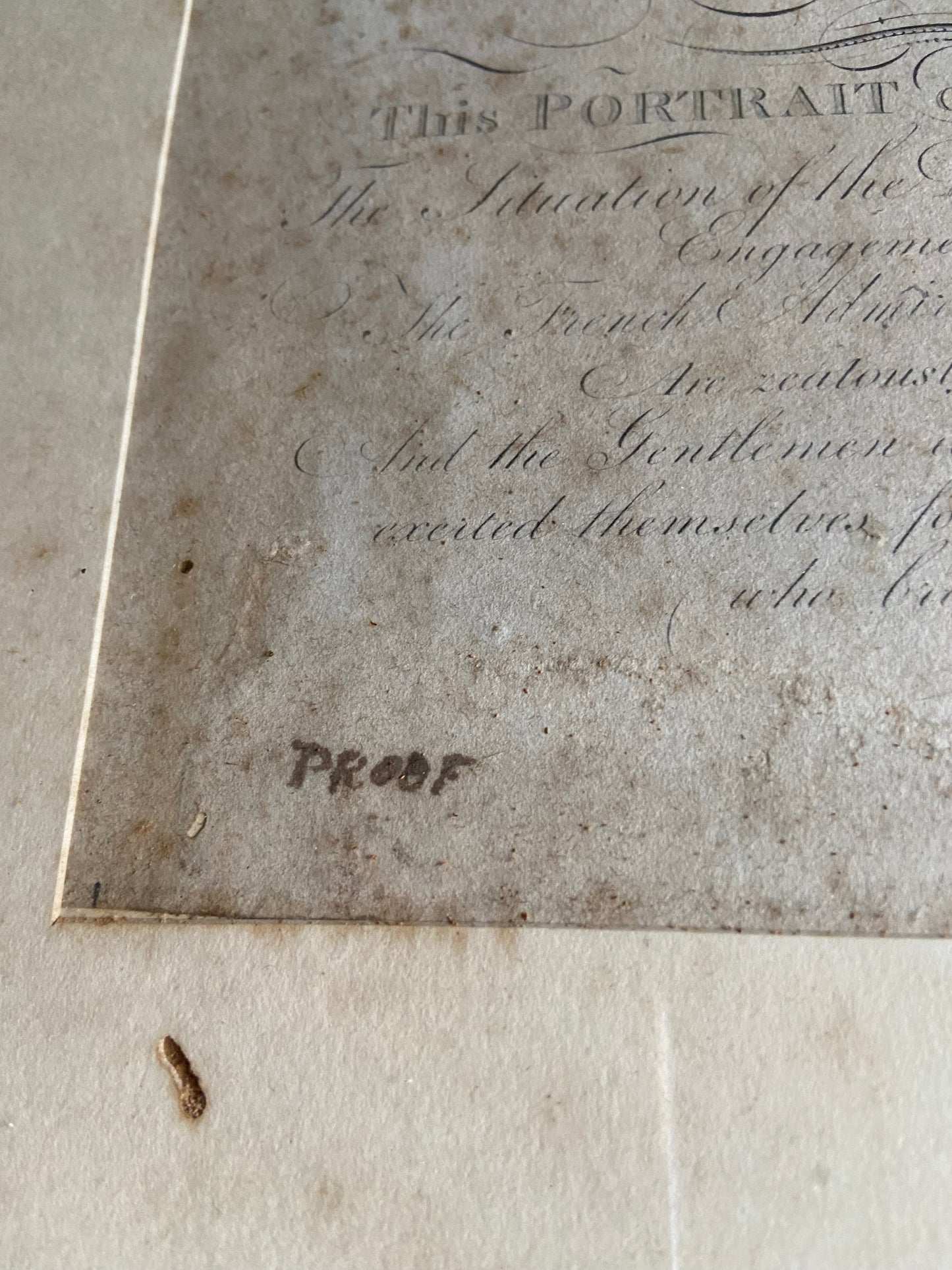 A proof for an 18th century engraving of Admiral Lord Nelson K.B. and the Victory of the Nile
