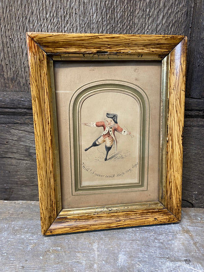 A pair of early 19th c watercolours of a solider and sailor with wooden legs