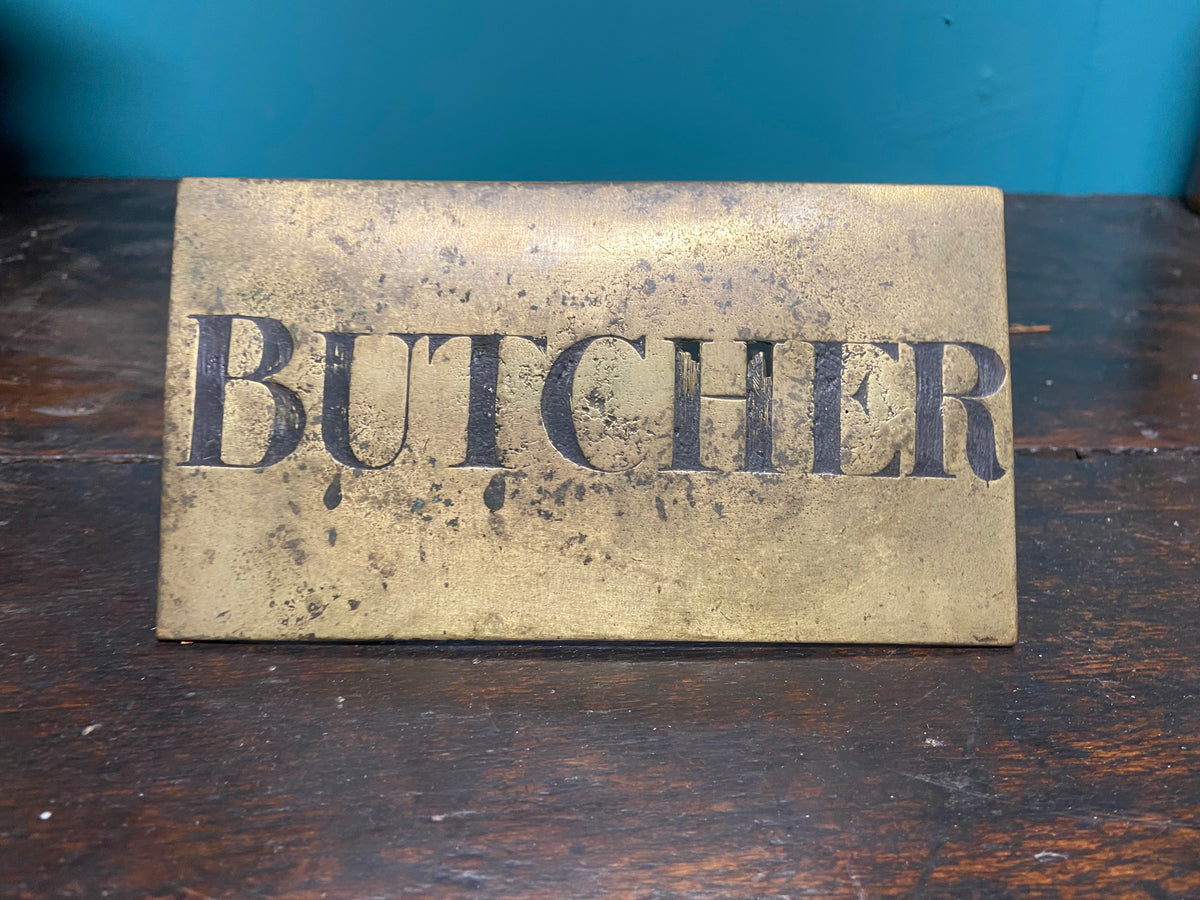 Early 20th c brass ‘butcher’ sign