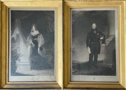 A pair of 1831 mezzotints of King William IV & Queen Adelaide formerly the property of women’s rights activist  Lady Louisa Knightley of Fawsley Hall