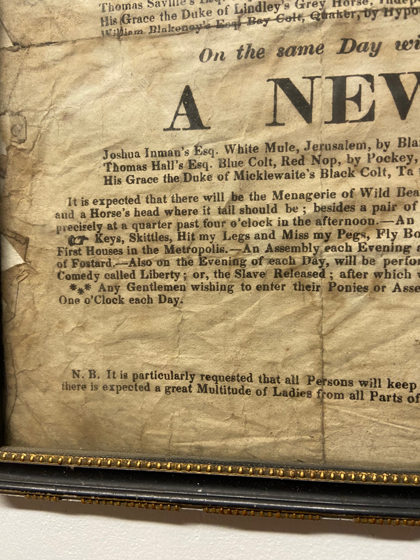 An early 19th c broadside or race card for for Alverton Races, Yorkshire