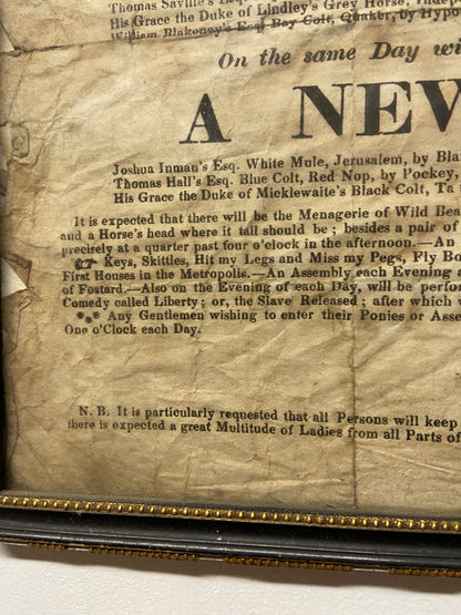 An early 19th c broadside or race card for for Alverton Races, Yorkshire