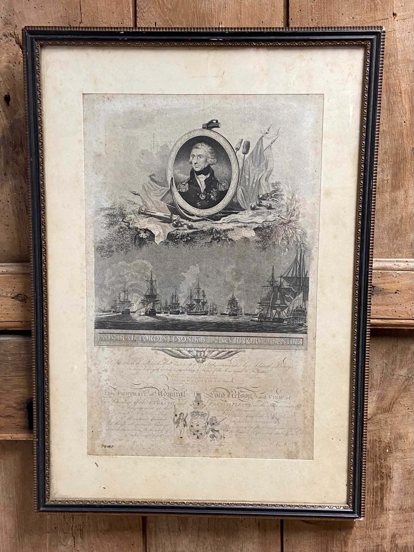 A proof for an 18th century engraving of Admiral Lord Nelson K.B. and the Victory of the Nile