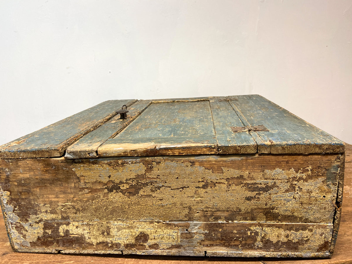 A small Georgian cupboard c. 1780 in the original blue paint