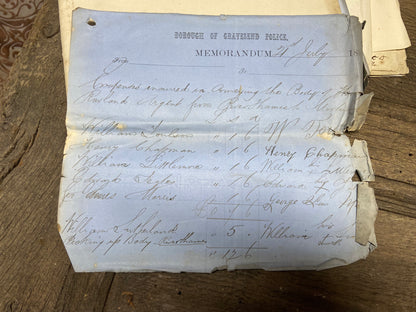 A collection of five English Victorian police documents relating to the conveyance of bodies