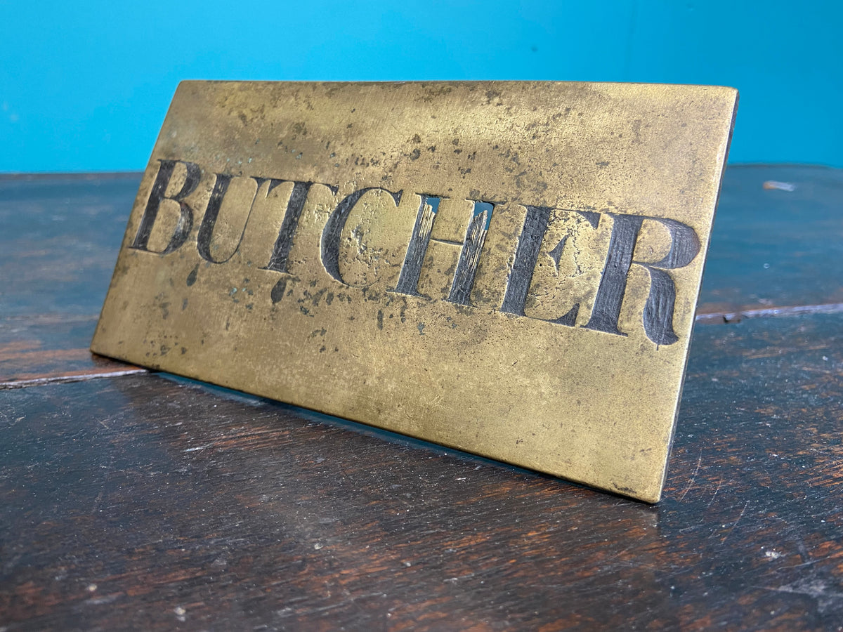Early 20th c brass ‘butcher’ sign