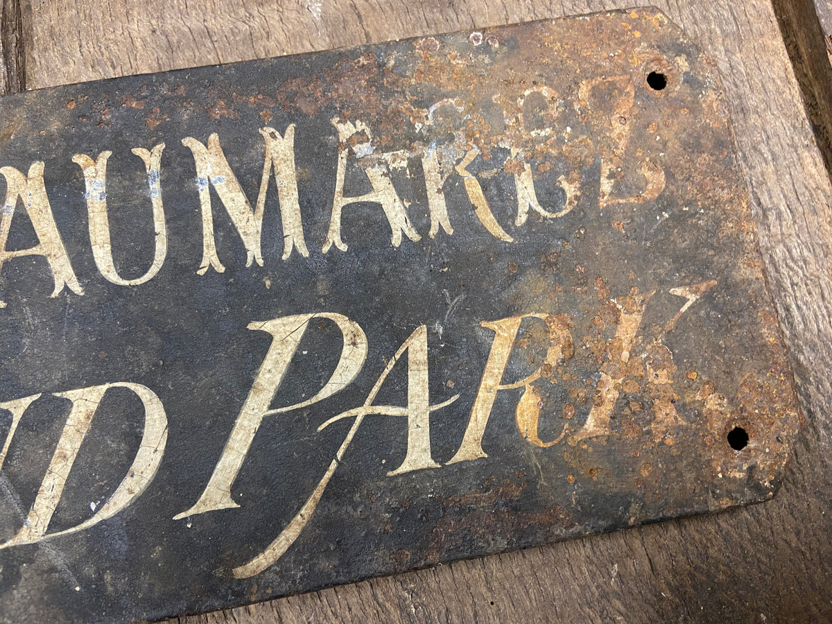 19th c painted country house sign for Captain de  Saumarez of the Grenadier Guards