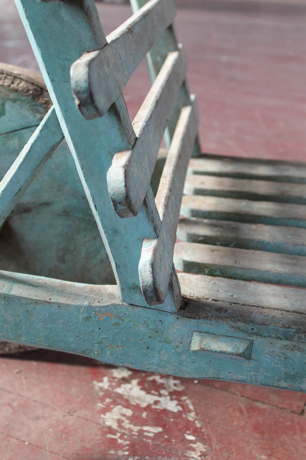 19th c English barrow in original blue paint