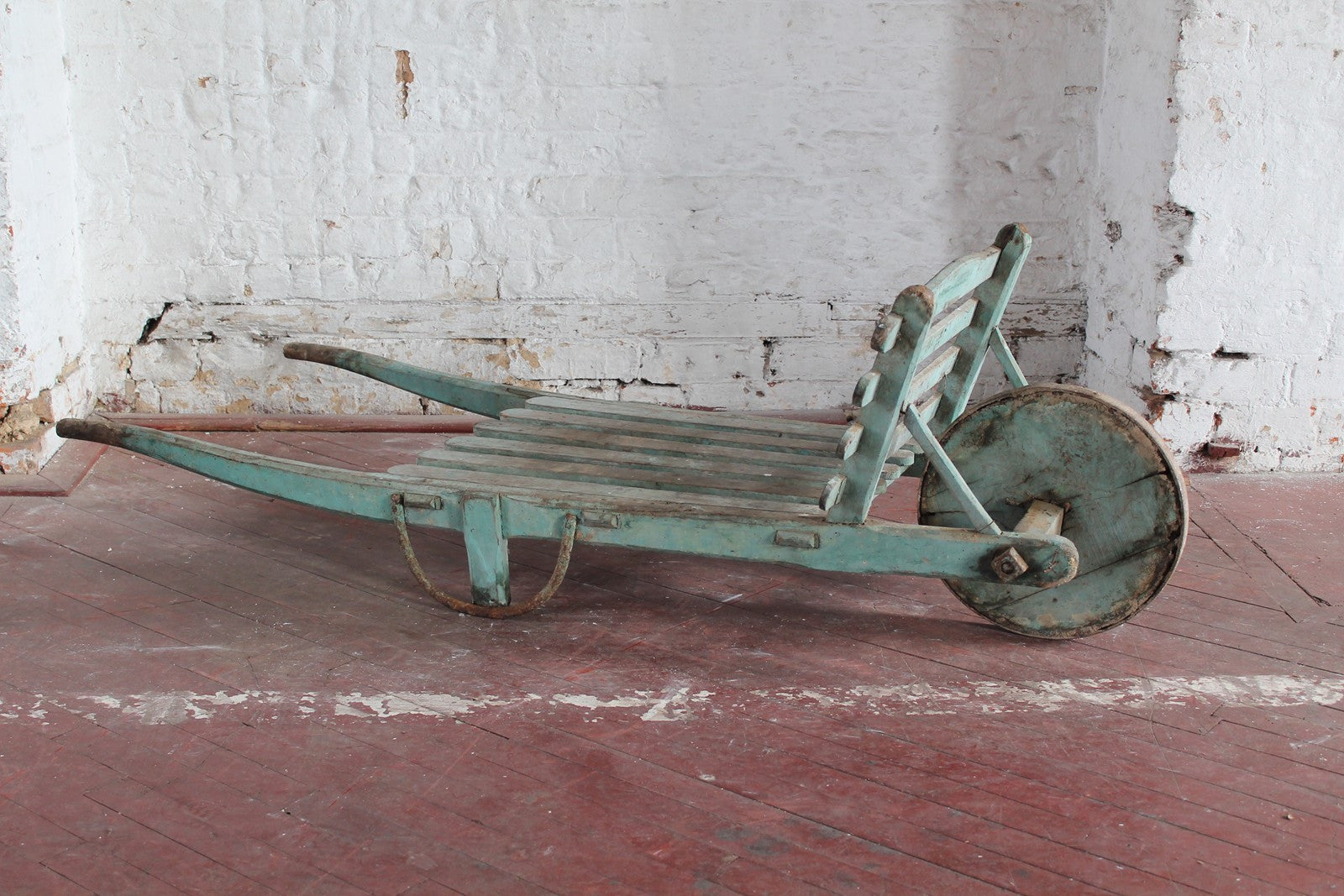 19th c English barrow in original blue paint