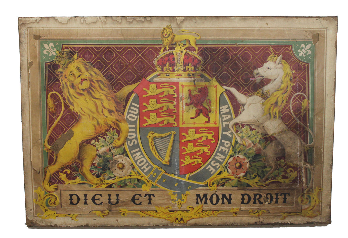 A rare large George V 1911 Coronation poster mounted on canvas