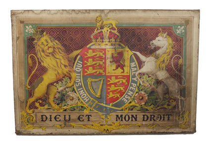 A rare large George V 1911 Coronation poster mounted on canvas
