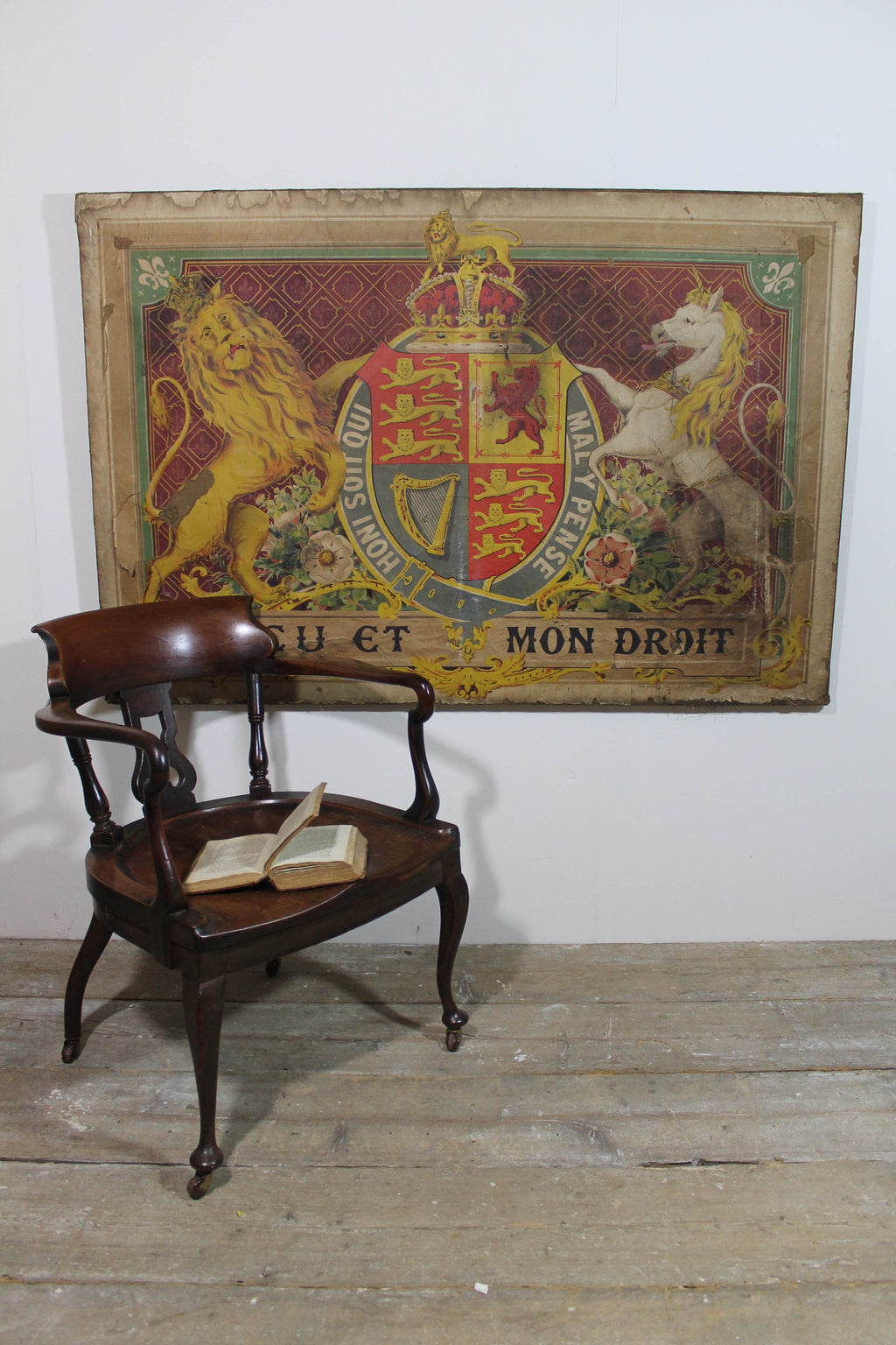 A rare large George V 1911 Coronation poster mounted on canvas